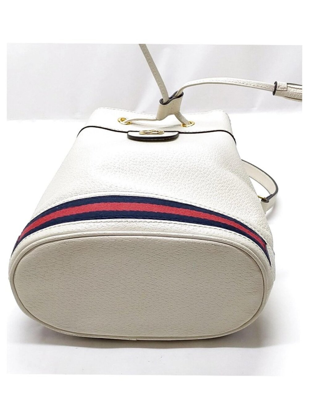 Authentic Gucci Ophidia Mini Bucket Bag White Leather GG Logo Crossbody - Picture 9 of 16